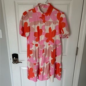 Floral Boutique Dress Size Small Collared Buttons Puff Sleeve Easter Spring